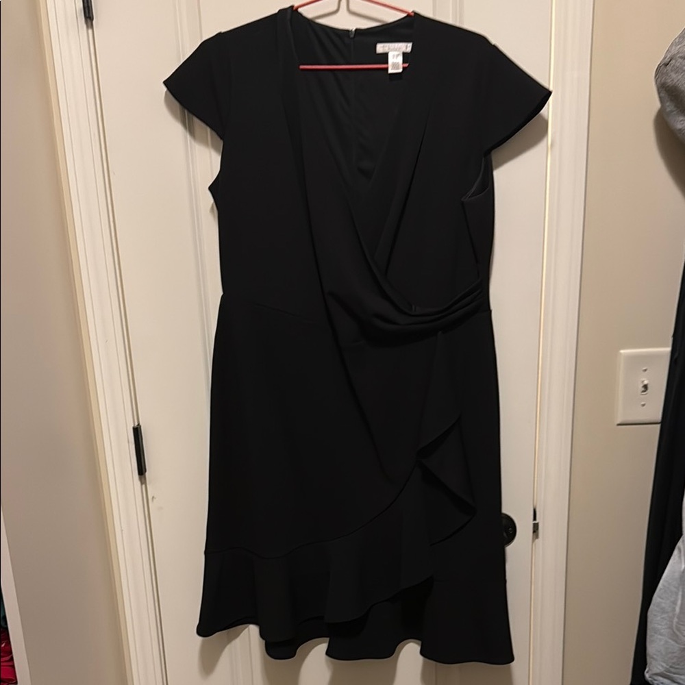 London Times Black Asymmetrical Sheath Dress - worn once